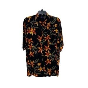Puritan Classic Hawaiian Orange Lilly Floral Flowers Shirt Mens Size XL